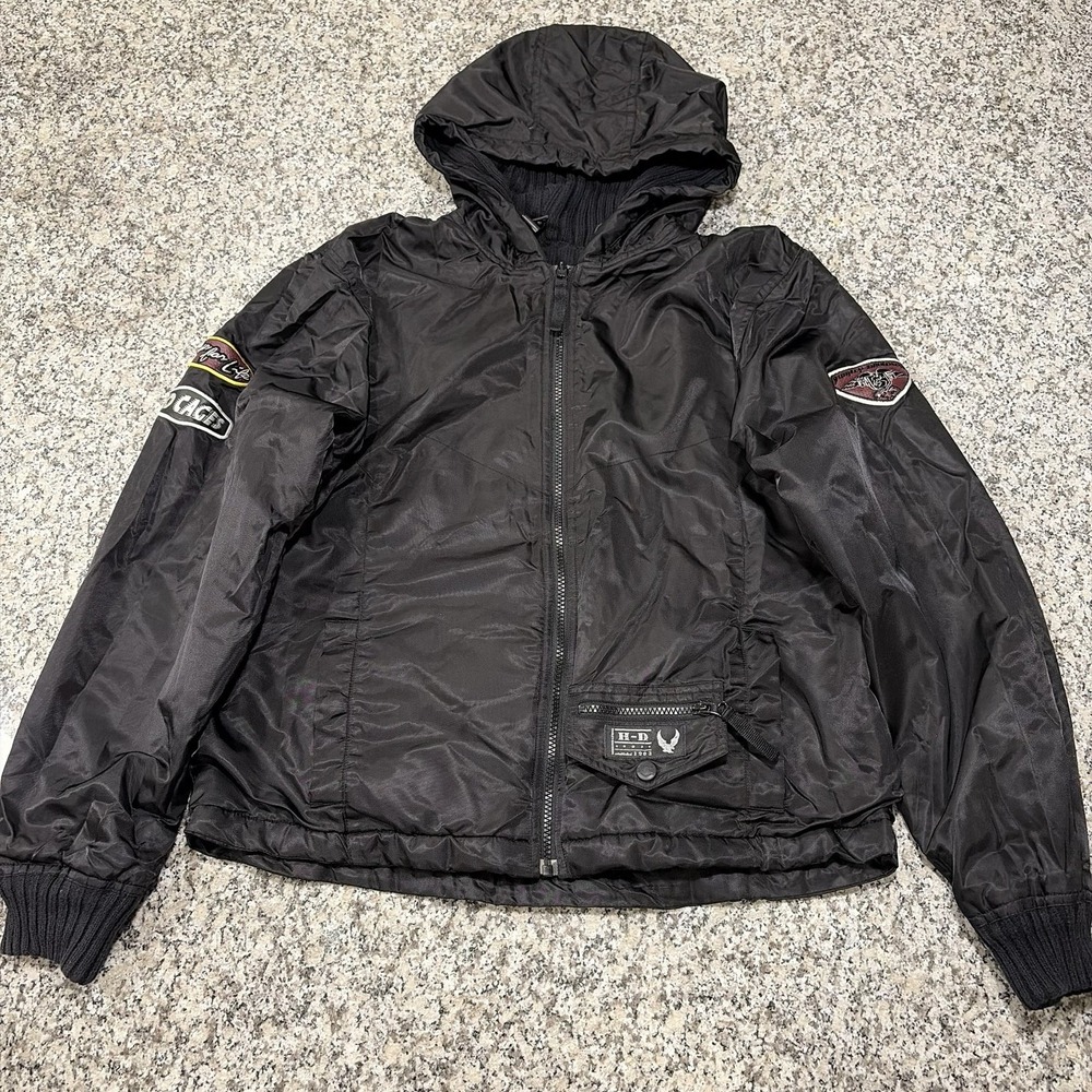 Harley Davidson Womens Shirlitude Reversible Jacket Nylon Shell Ribbed Knit L⁠